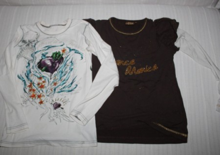 SET 2 tričká dlhorukávové - biele a tmavohnedé - 2,50eur